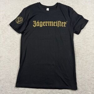 Jagermeister T-Shirt Womens Small Black Gold‎ Graphic Logo Promo Threadfast Tee